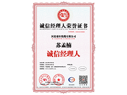 诚信经理人荣誉证书